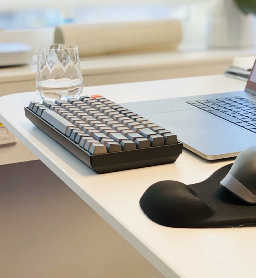 Typemaster mechanical keyboard on a modern workspace desk 